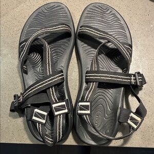 Chaco Black Sandals with White Stitching